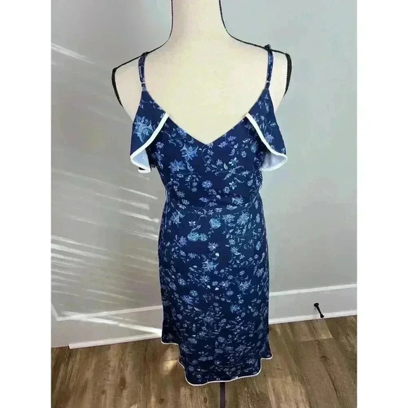 Anthropologie Greylin Wrap Midi Dress Ruffles Sleeveless Tie Blue Women's S - Picture 6 of 12